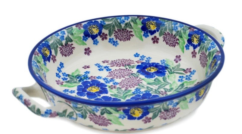 Ceramika Artystyczna, Unikat U5135, Byzantium Bliss, Medium Round Baker with Handles