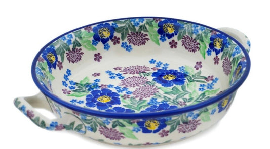 Ceramika Artystyczna, Unikat U5135, Byzantium Bliss, Medium Round Baker with Handles