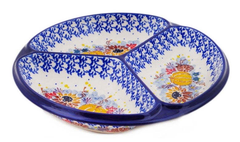 Ceramika Artystyczna, U4741 Autumn Falling Leaves,  Divided Dish