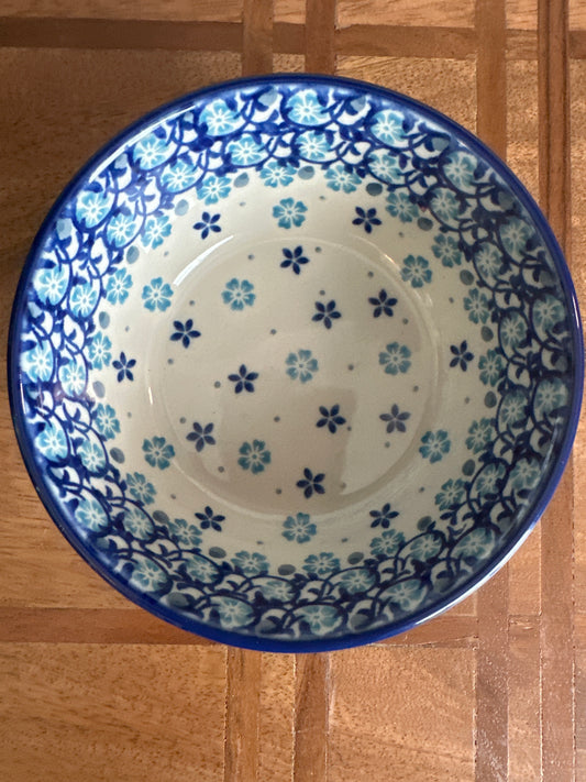 Ceramika Artystyczna Polish Pottery, Blue & Gray Flower Ice Cream Bowl