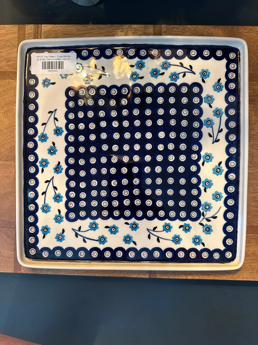 Zaklady Polish Pottery, Forget Me Not, 10" x 10" Tray/Baker/Cookie Sheet