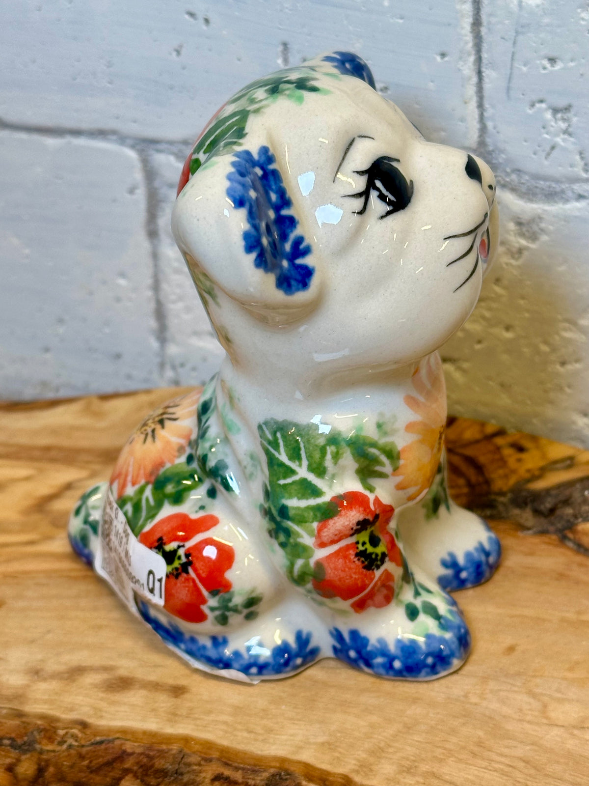 Kalich, Red and Yellow Floral, Dog Figurine