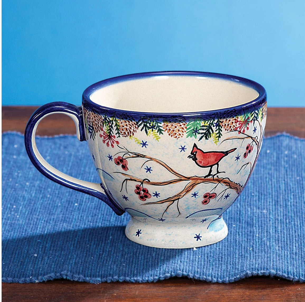 Kalich, Snowman and Cardinal Large Pedestal Tea Cup