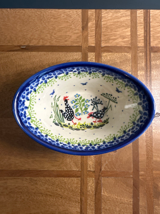 Kalich Polish Pottery, Black Chicken Tub Bowl