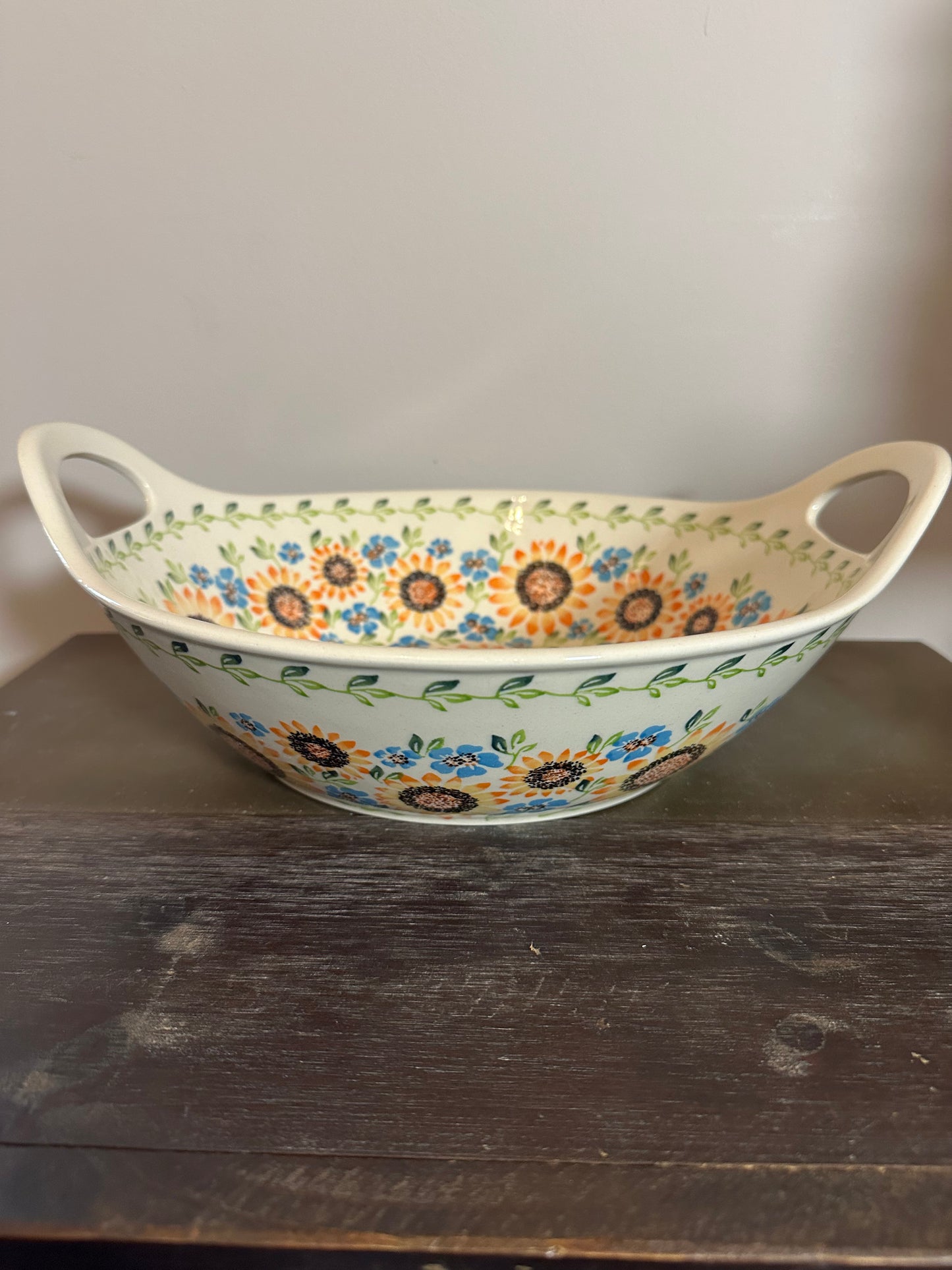 Zaklady, Orange Sunflower Garden, Large Bowl with Handles