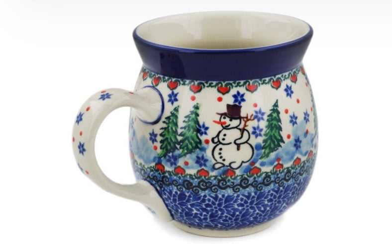 Ceramika Artystyczna, Unikat U4661, Dancing Snowman, Large Bubble Mug