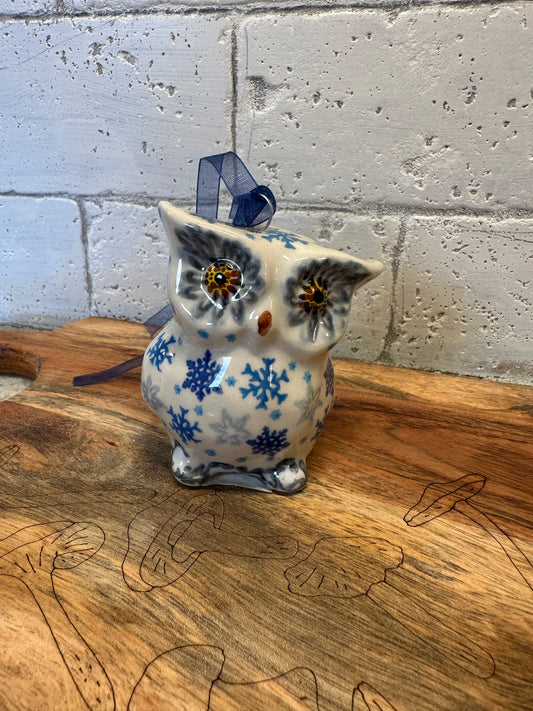 Kalich, Blue Snowflake, Owl Ornament