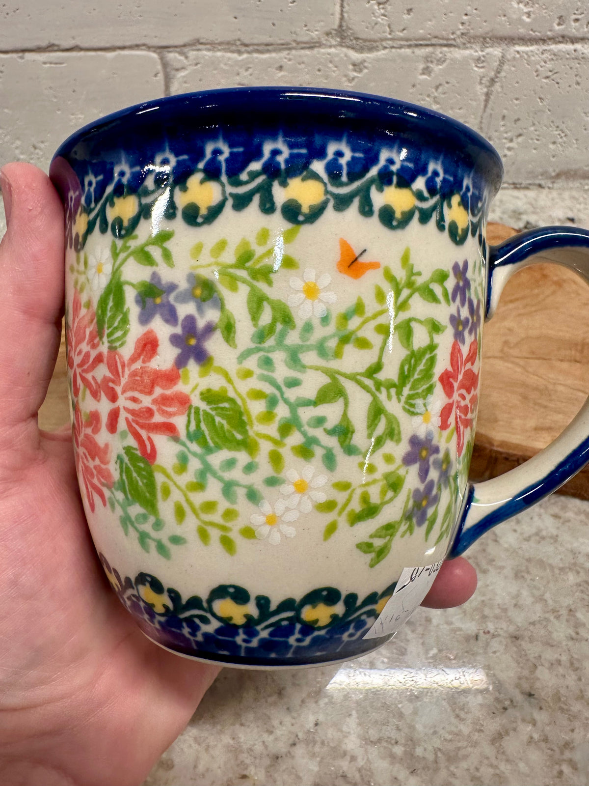 Kalich, Pink, Purple, and White Flowers with Butterfly, Straight Mug 14 oz