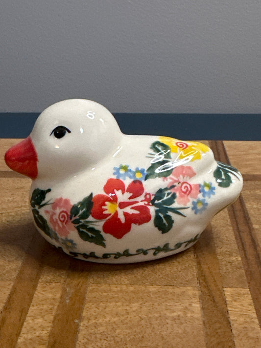 Ceramika Bona, Polish Pottery, Hibiscus Haven, Duck Figurine