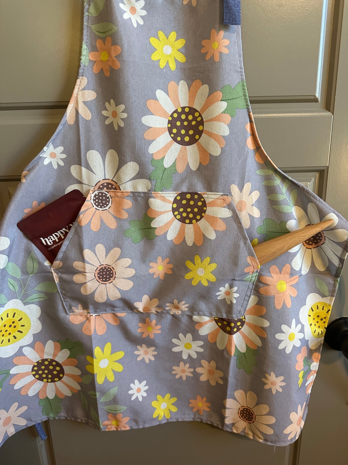 Oil-Proof, Waterproof, Light Gray Flower Apron