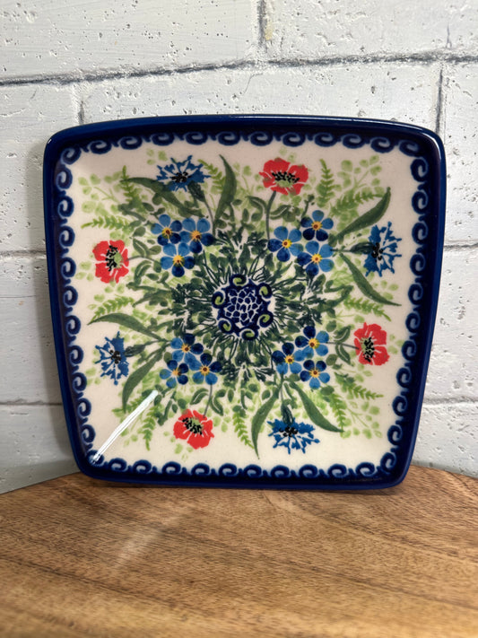 Kalich Polish Pottery,Art Level 1, Summer Blast, Square Bowl