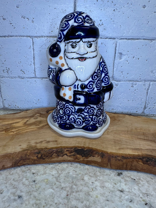 Manufaktura Polish Pottery, Wave Of Flowers, Santa Luminary 6"