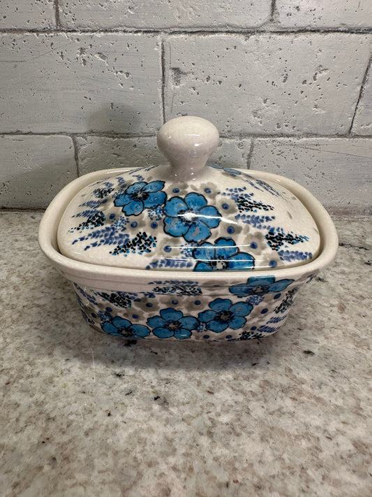 Ceramika Artystyczna Polish Pottery, Signature Unikat 374, Butterdish/Covered Box