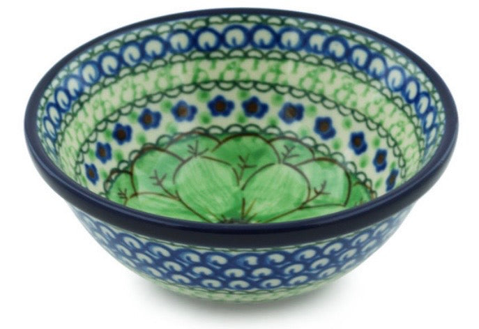Ceramika Artystyczna, Green Pansies, Bowl 5"