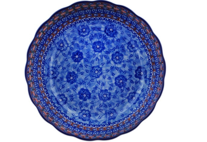 Ceramika Artystyczna, Unikat Dancing Blue Poppies, Fluted Bowl, 11'