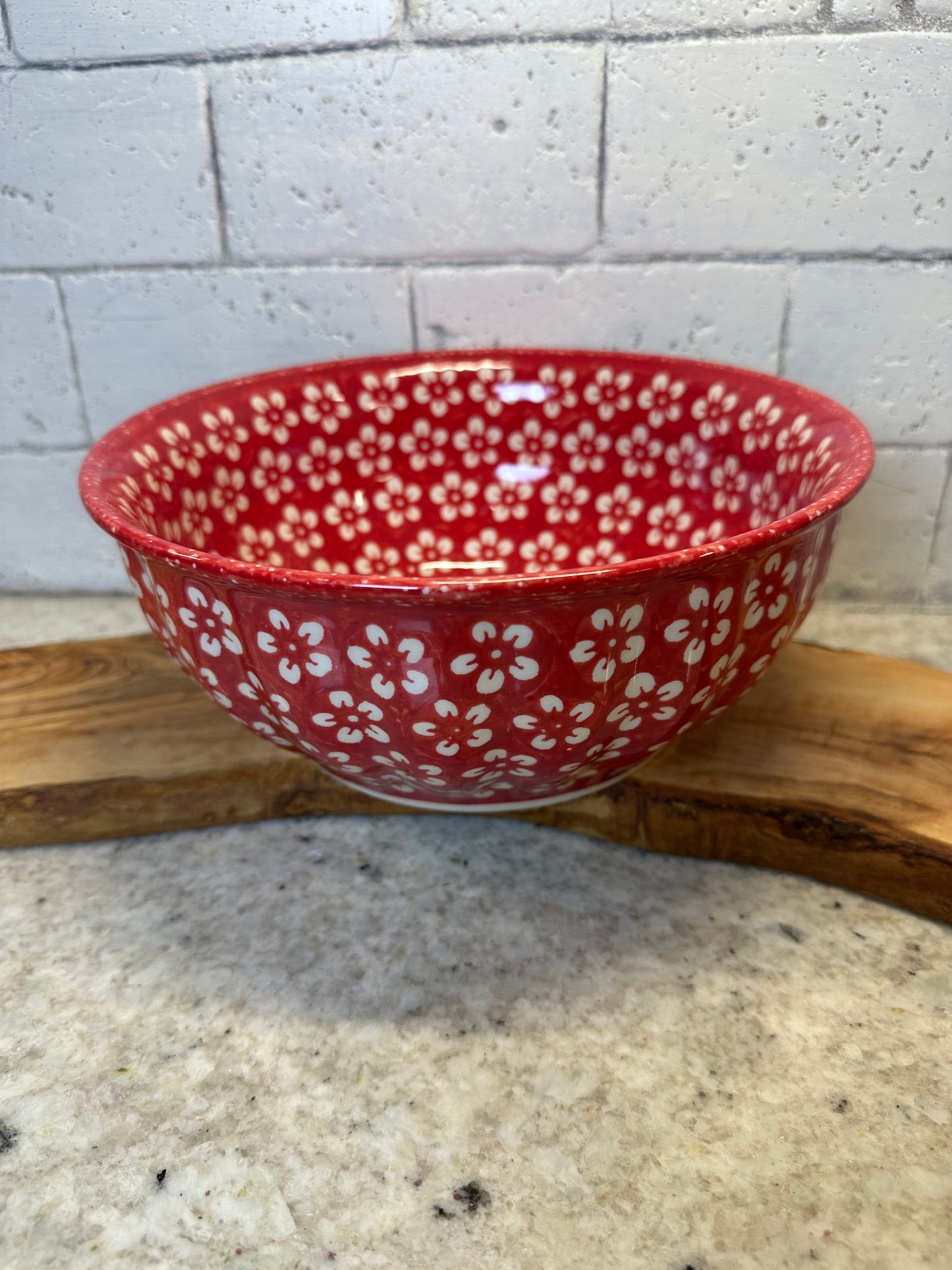 Manufaktura, Red Blossom, Scalloped Serving Bowl