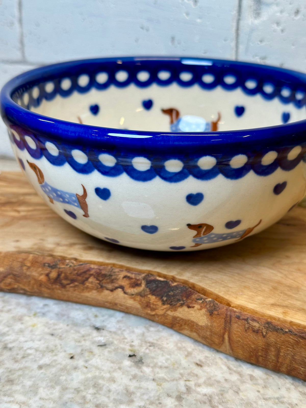 Kalich, 2Q Light Blue Sweater Dachshund Bowl 6.25"
