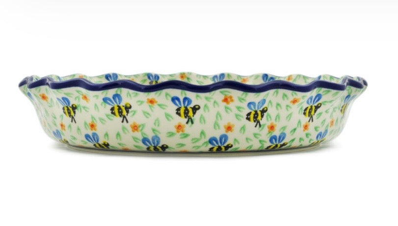 Ceramika Artystyczna,  Honey Bee, Fluted Baker/Pie Dish