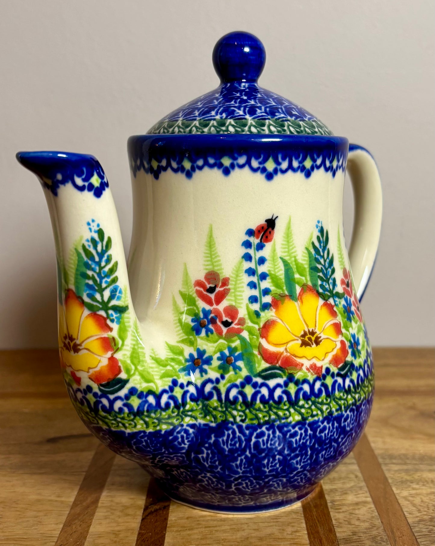 Kalich, Ladybug, Yellow Flowers with Red Tips, Teapot/Coffee Pot