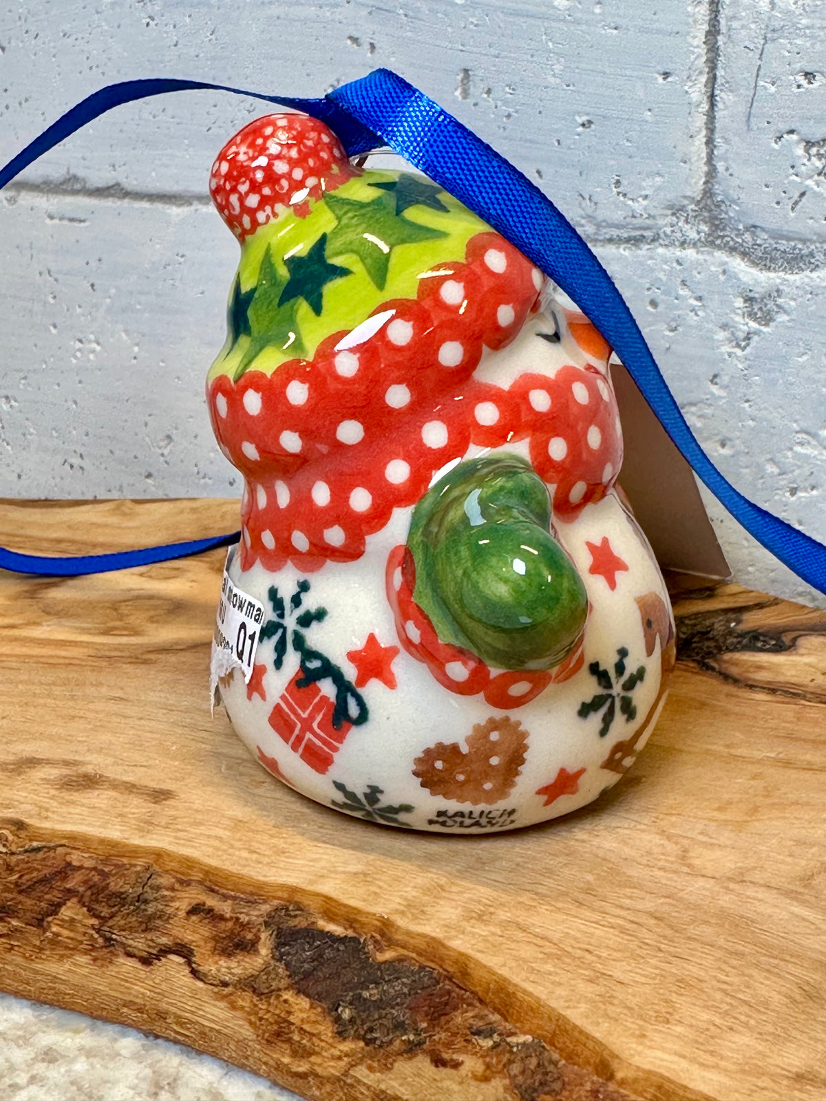 Kalich, Snowman with Green Hat, Rocking Horse Ornament