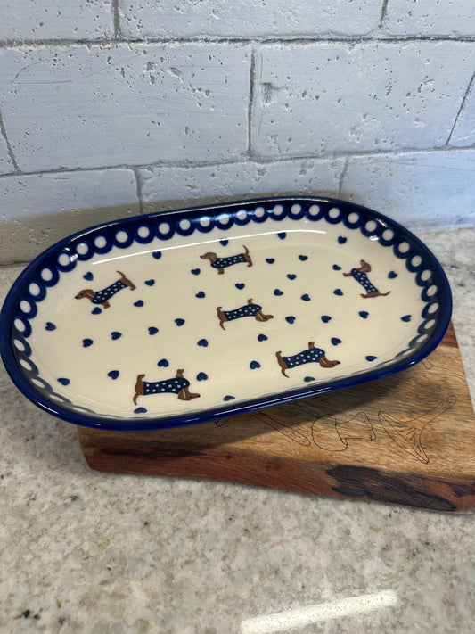Kalich, Dressed Dachshund, Medium Oval Platter
