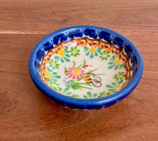 Kalich Polish Pottery, Bee With Yellow Small Dip Bowl