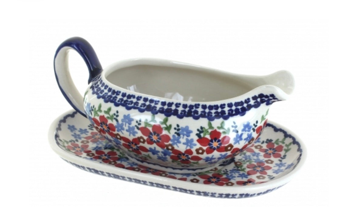 Manufaktura, Red Poppy Gravy Boat & Plate