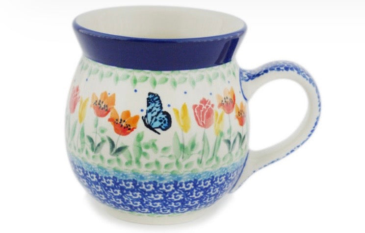 Ceramika Artystyczna, U5224 Butterfly Summer Wreath, Large Bubble Mug