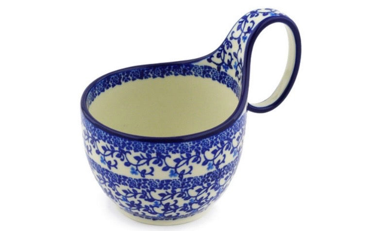 Ceramika Artystyczna, Blue Floral Lace, Loop Mug/Bowl