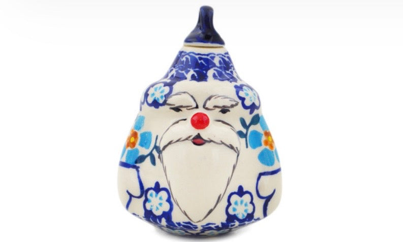 Manufaktura, Unikat Blue Chain, Santa Christmas Ball Ornament 4"