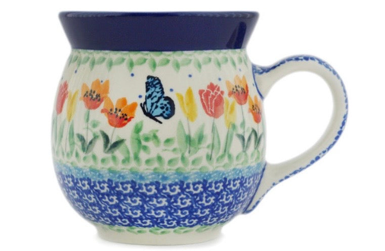 Ceramika Artystyczna, U5224 Butterfly Summer Wreath, Large Bubble Mug
