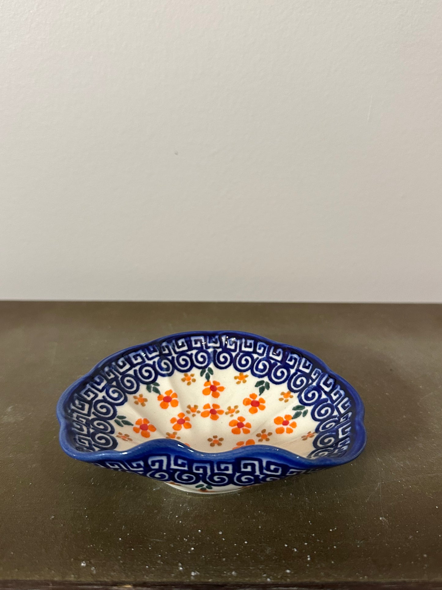 Andy Polish Pottery, Orange Daisy Bowl