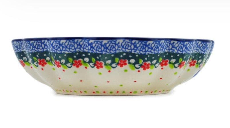 Ceramika Artystyczna, U4996 Bird Prince and Princess, Scalloped Bowl 7.5"