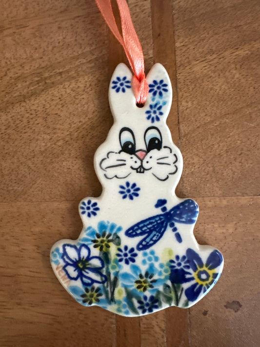 Vena Polish Pottery Dragonfly Delight Rabbit Ornament