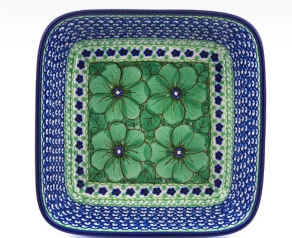 Ceramika Artystyczna, U408D, Key Lime Dreams, Square Bowl/Baker 8"
