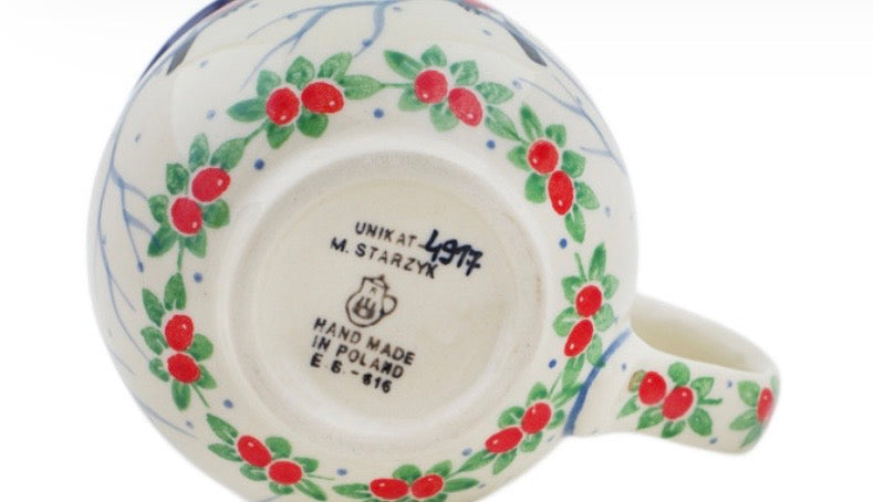Ceramika Artystyczna, U4917, Bullfinch On Rowan Winter Berries, Medium Bubble Mug