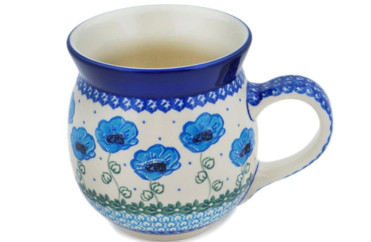 Ceramika Artystyczna Polish Pottery, Unikat Morning Poppies, Bubble Mug
