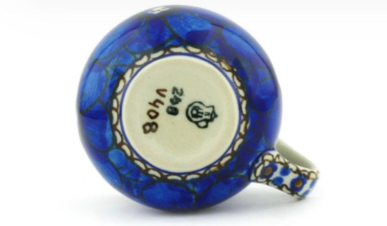 Ceramika Artystyczna, Unikat U408, Cobalt Poppies, Espresso Cup & Saucer