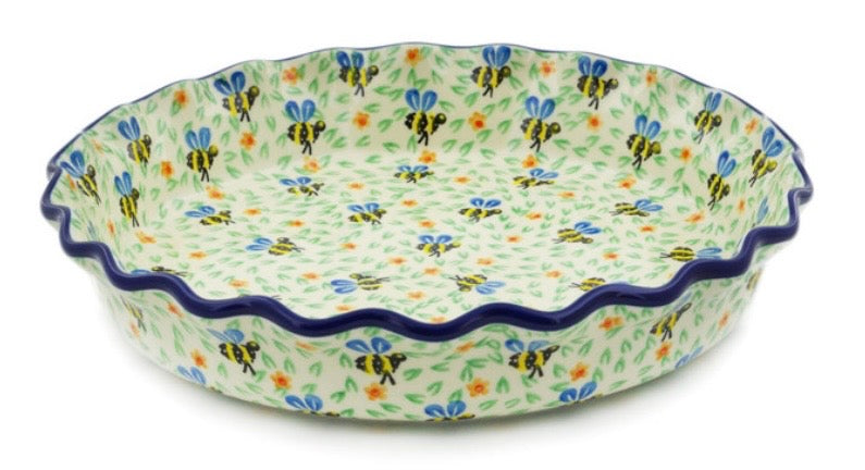 Ceramika Artystyczna,  Honey Bee, Fluted Baker/Pie Dish