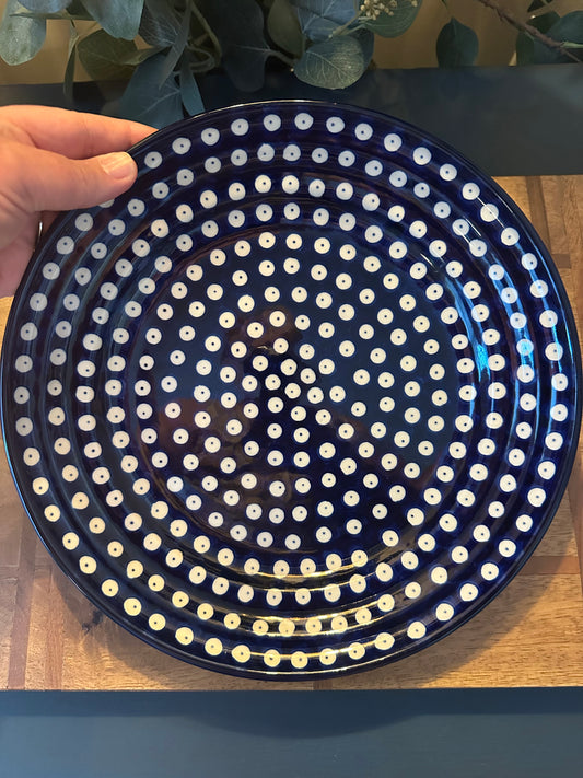 Ceramika Artystyczna Polish Pottery, Traditional Pattern, Owls Eye Ridged Dinner/Serving Plate