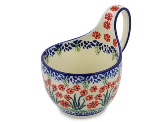 Ceramika Artystyczna Polish Pottery, Red April Showers, Loop Mug/Bowl
