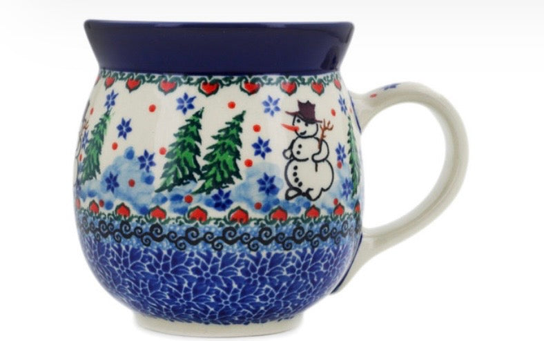 Ceramika Artystyczna, Unikat U4661, Dancing Snowman, Large Bubble Mug