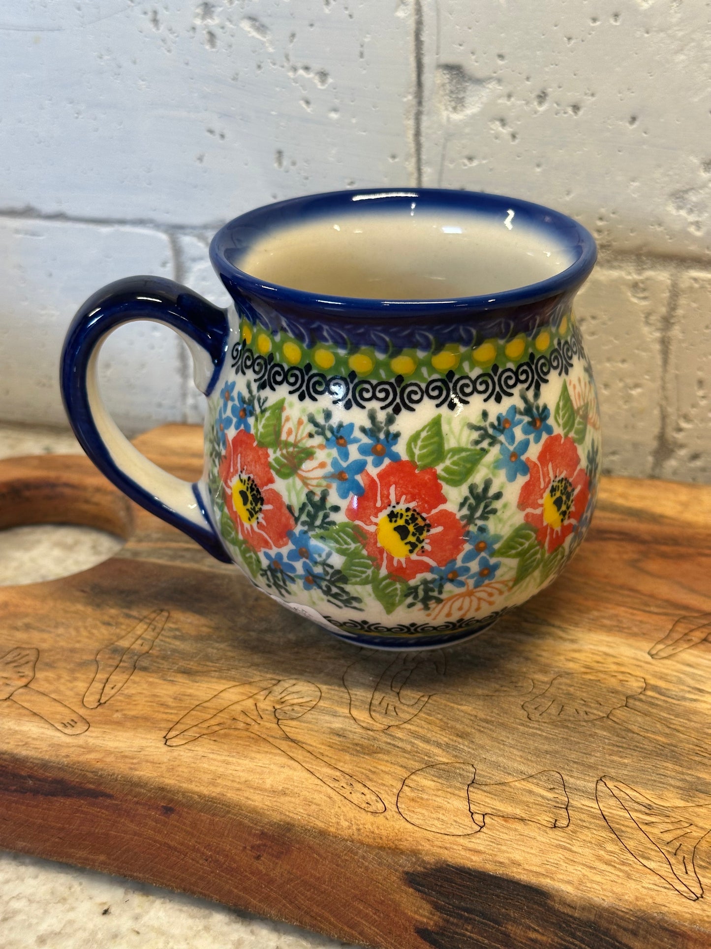 Kalich, Art Level A, Red Poppy Floral, Bubble Mug 12 oz.