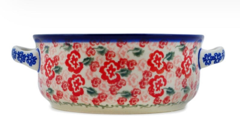 Bona, Fluctuating Pansies, Round Baker with Handles