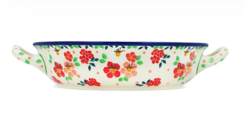 Ceramika Artystyczna, U5003 Pink Divinity, Medium Round Baker with Handles