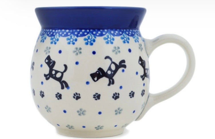 Ceramika Artystyczna, Playing Pups, Large Bubble Mug 16 oz