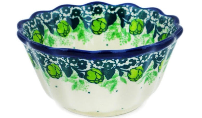 Ceramika Artystyczna, Green Flora, Fluted Bowl