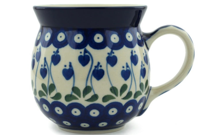 Ceramika Artystyczna Polish Pottery, Bleeding Hearts, Bubble Mug 16 oz