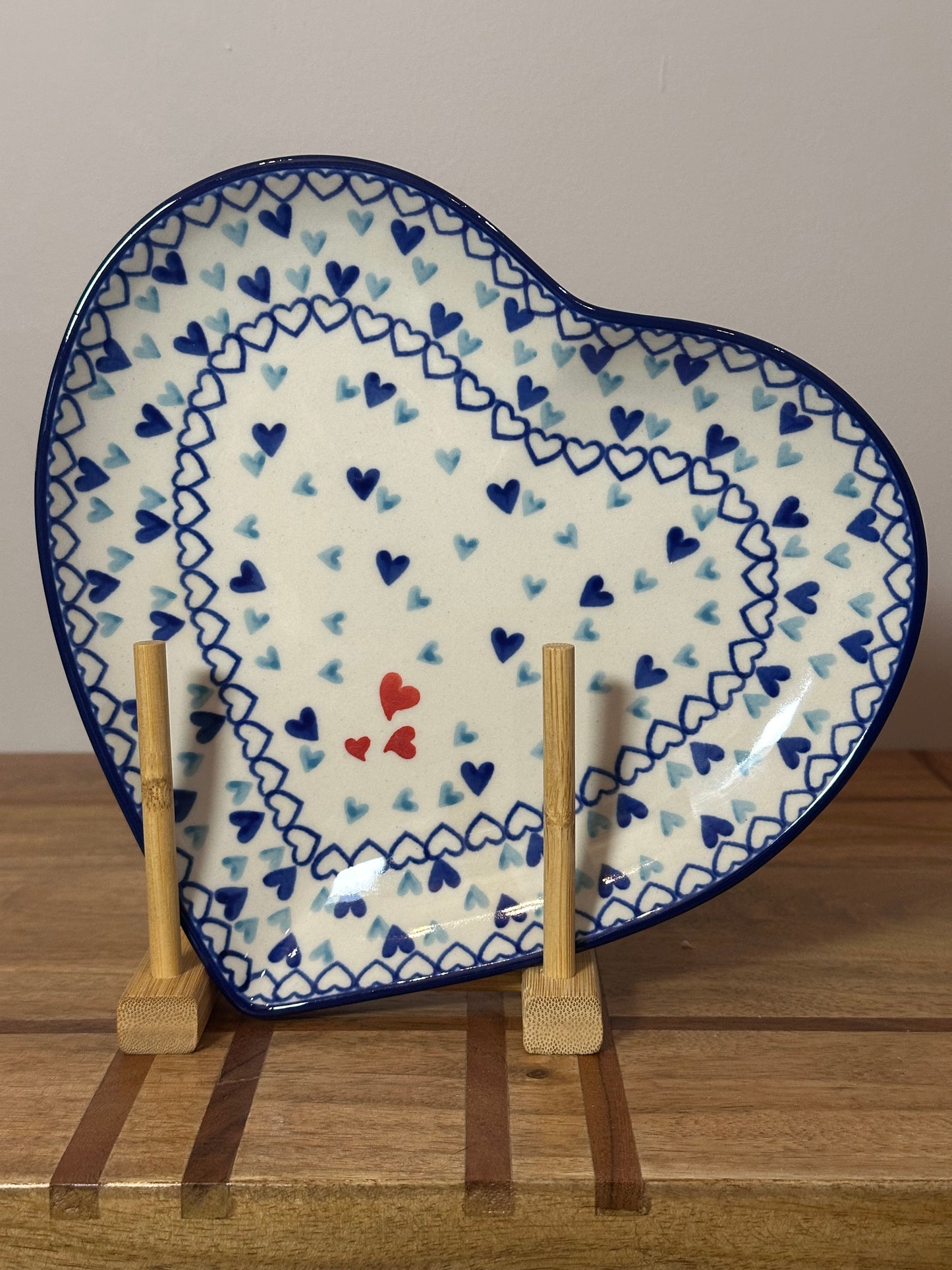 Ceramika Artystyczna, Heart On Heart, Large Heart Shaped Plate/Platter