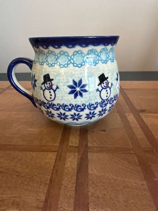 Vena Polish Pottery Snowman and Snowflake 16 oz. Bubble Mug
